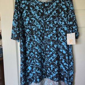 LuLaRoe Blue and Black Women's Irma Top